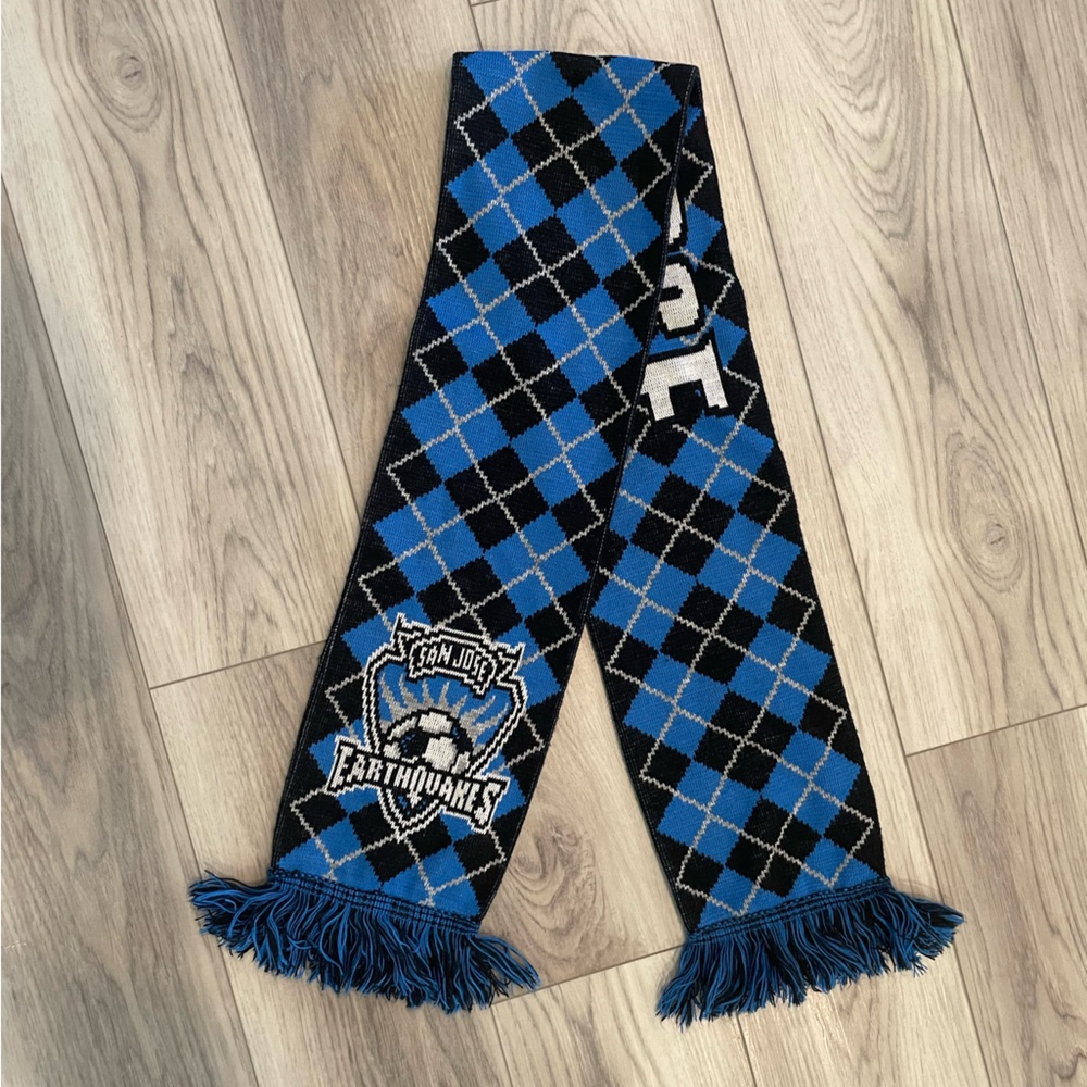 San Jose Earthquakes Blue and Black Argyle Soccer Scarf